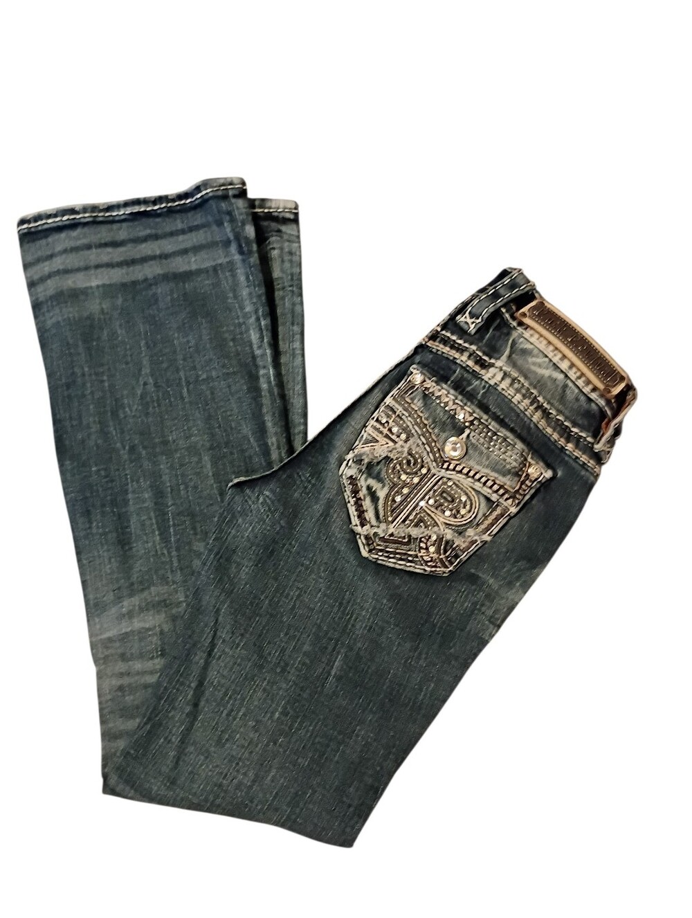 Rock Revival Semah Mid-Rise Boot Stretch Ripped Jeans Ladies Size 24 - Picture 10 of 16